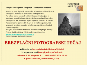 (Slovenski) Brezplačni fotografski tečaj @ grad Khislstein | Kranj | Kranj | Slovenija